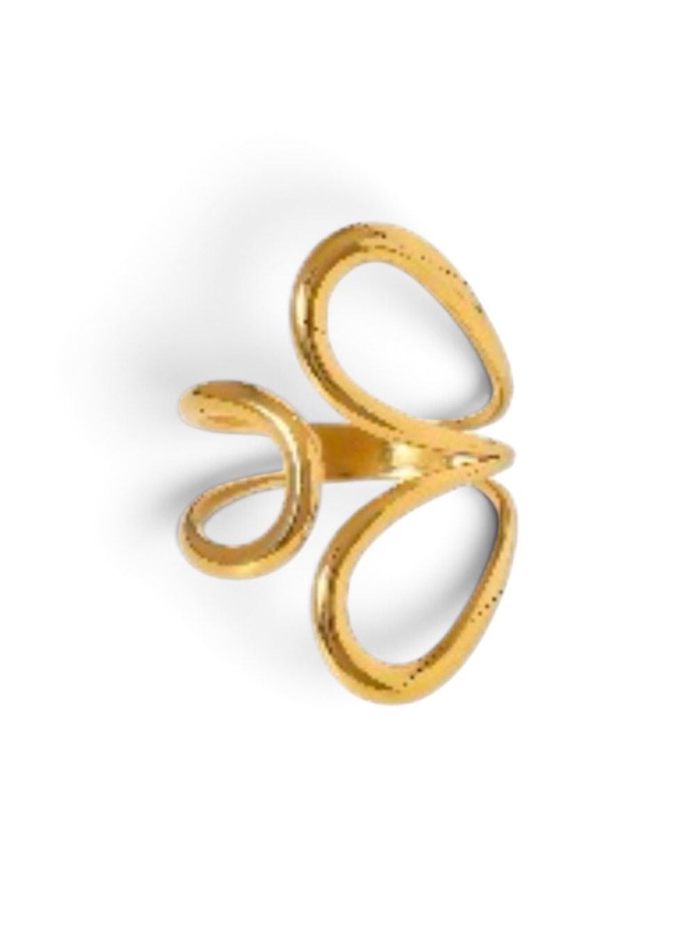 18k Gold plated Openwork Abstract Loop Statement Ring - Women Jewelry